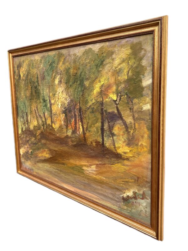 Vintage Scandinavian Woodland Landscape – Nordic Forest Oil Painting