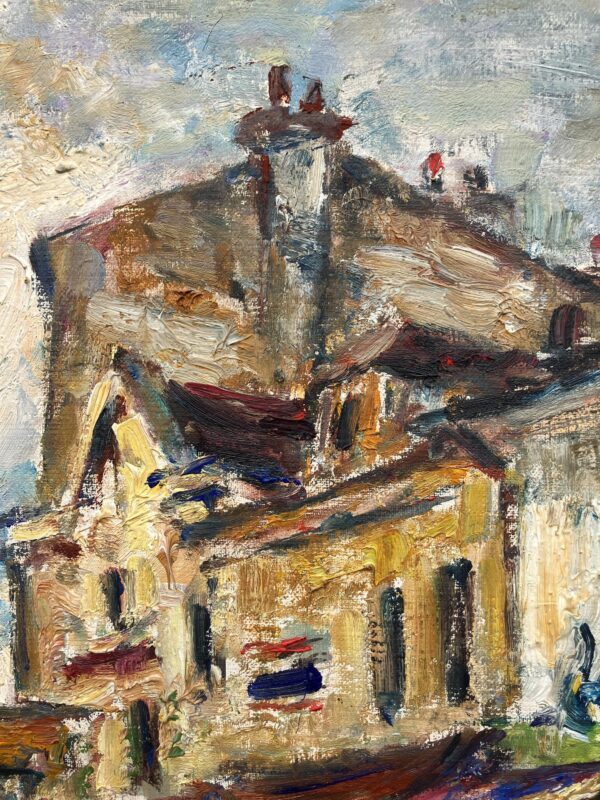 Montmartre Painting, Vintage Oil Painting, European Decor, Danish Artist Ejner Johansen