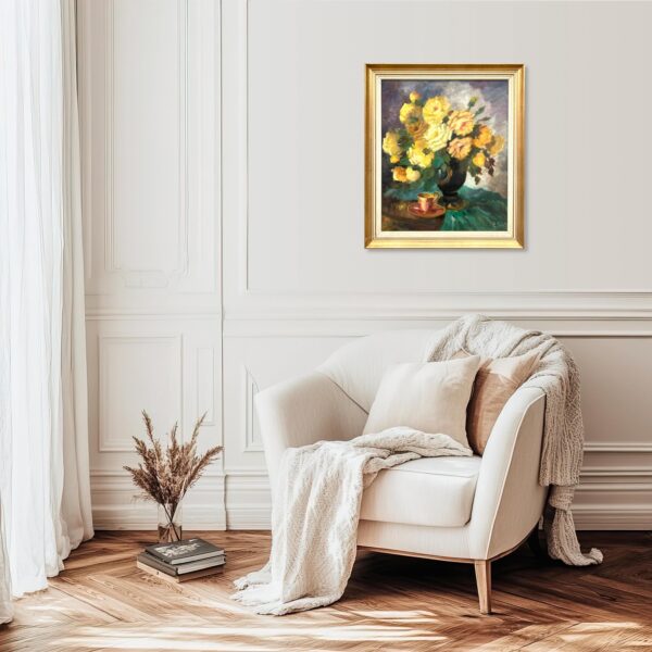 Vintage Danish Floral Oil Painting – Mid Century Scandinavian Still Life Art