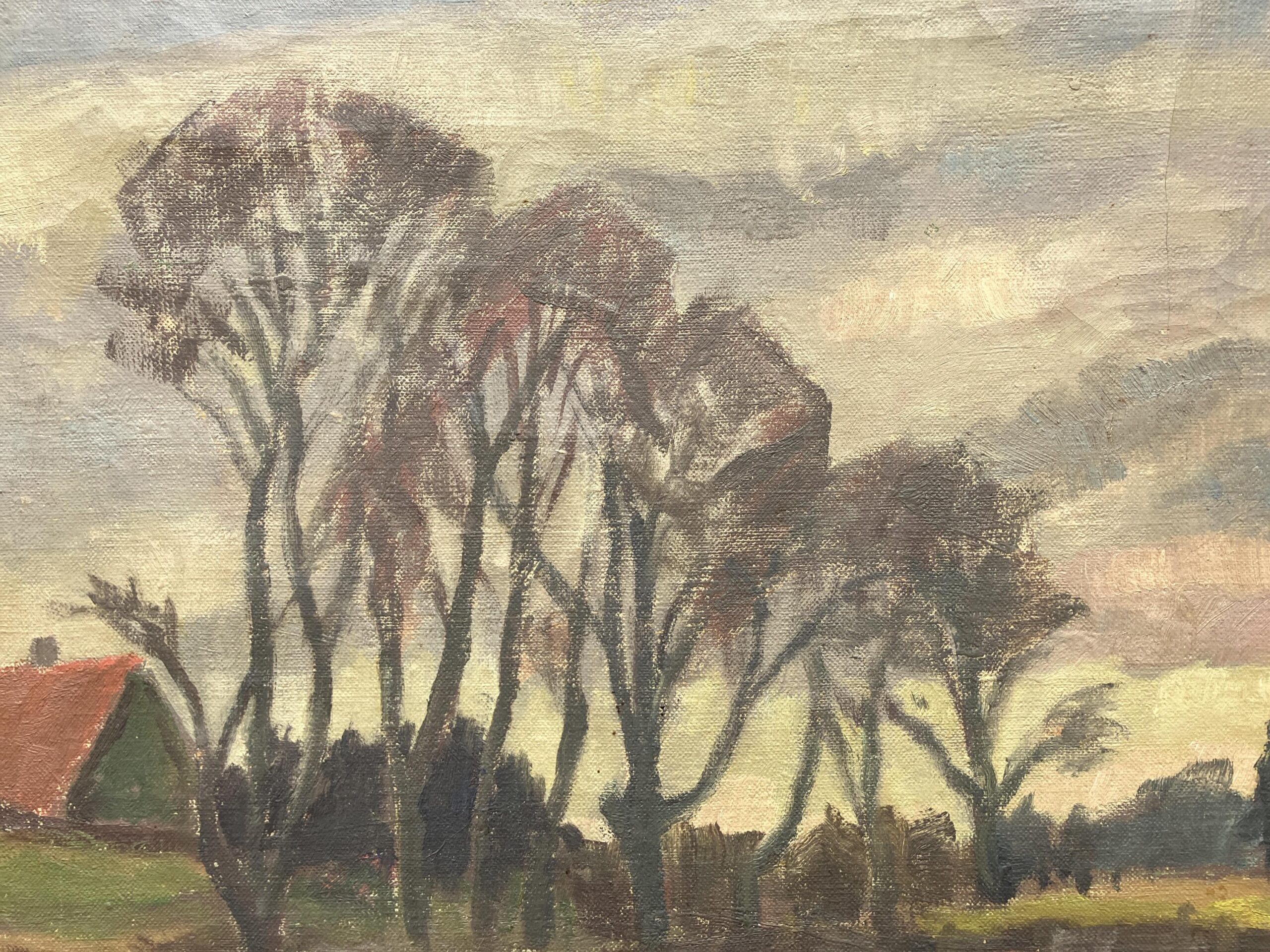Swedish Landscape Painting, Vintage Oil Art, Scandinavian Farmhouse Decor - Image 8