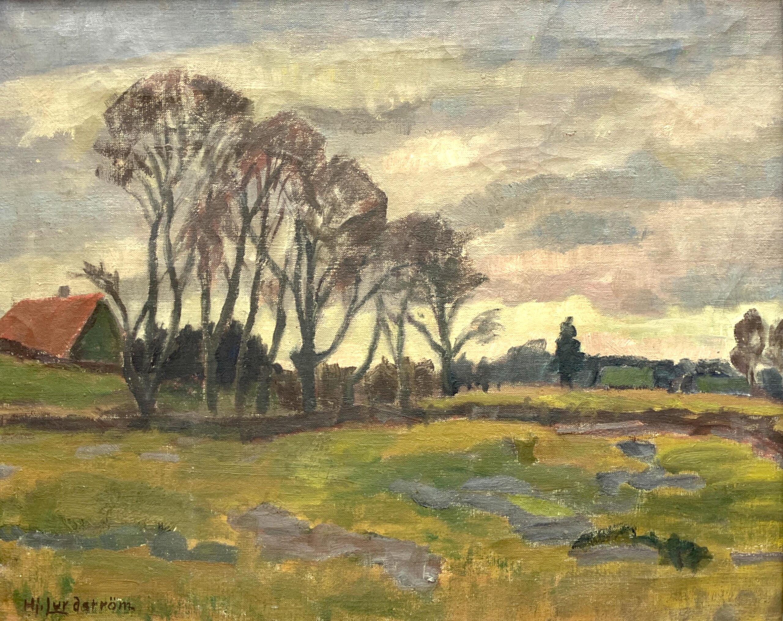 Swedish Landscape Painting, Vintage Oil Art, Scandinavian Farmhouse Decor - Image 7