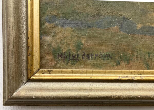 Swedish Landscape Painting, Vintage Oil Art, Scandinavian Farmhouse Decor