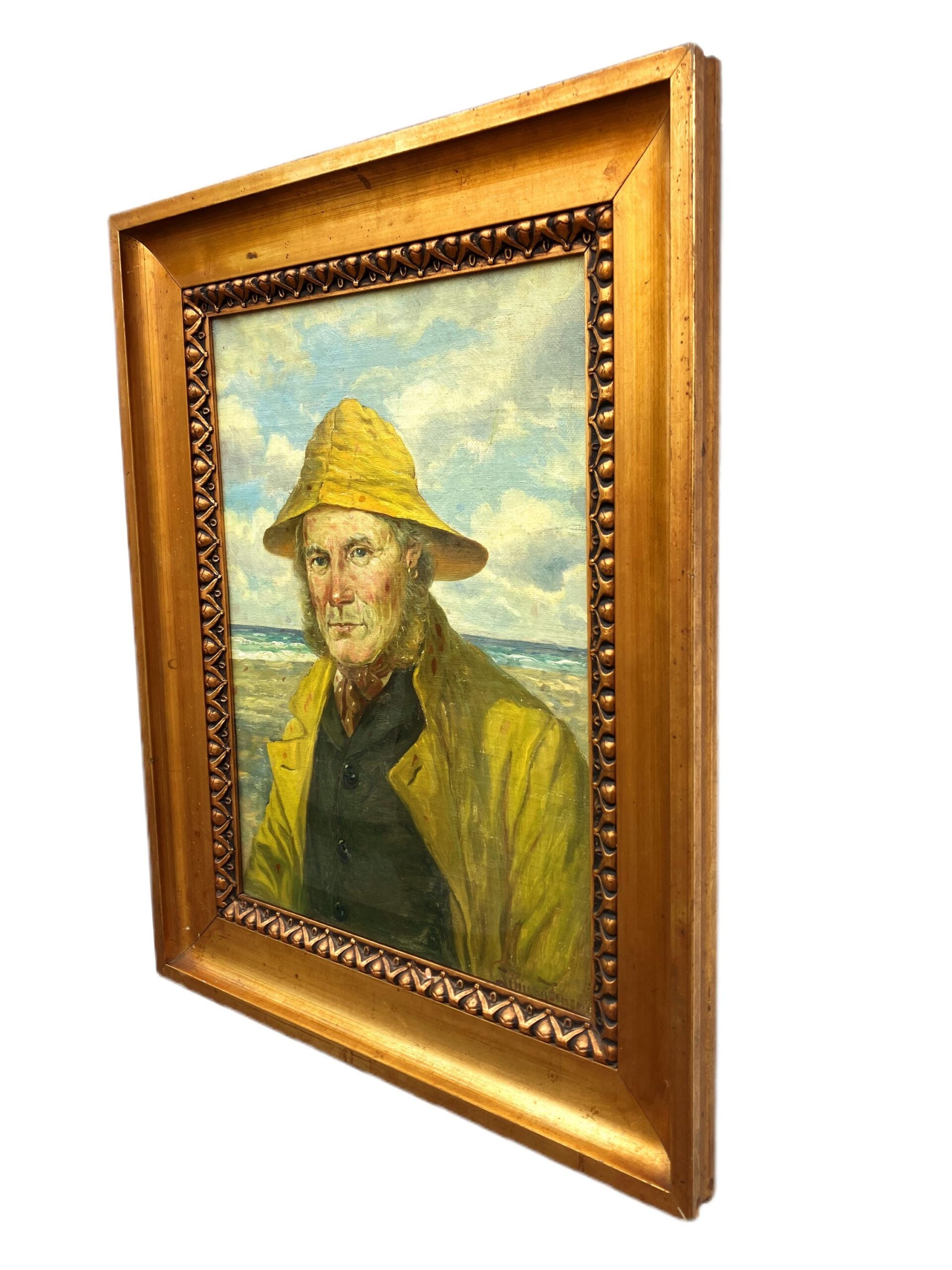 Danish Fisherman Painting, Antique Oil Painting, Coastal Decor - Image 6