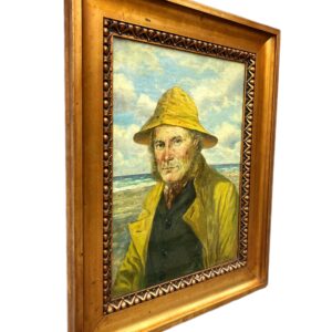 Danish Fisherman Painting, Antique Oil Painting, Coastal Decor - Image 5