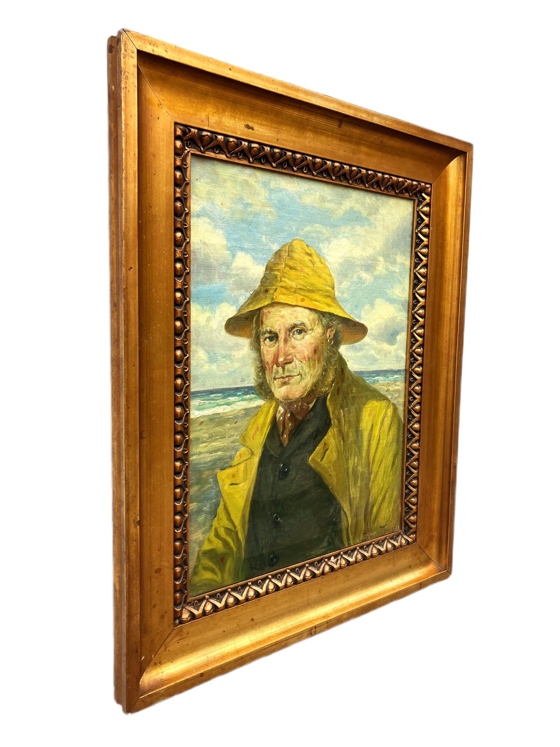 Danish Fisherman Painting, Antique Oil Painting, Coastal Decor - Image 5