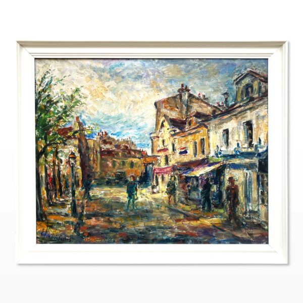 Montmartre Painting, Vintage Oil Painting, European Decor, Danish Artist Ejner Johansen