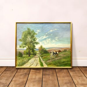 Cow Painting, Vintage Oil Painting, Danish Landscape, Farmhouse Decor - Image 2