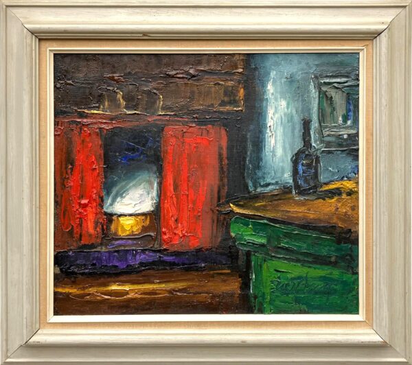 Original Oil painting  - Danish Rustic Farmhouse Interior
