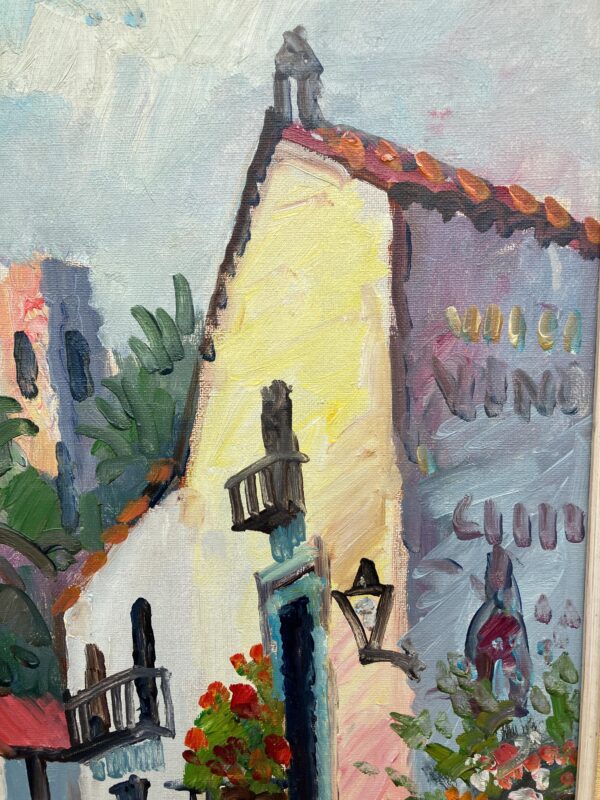 Mediterranean Village Painting, Vintage Oil Painting, European Decor