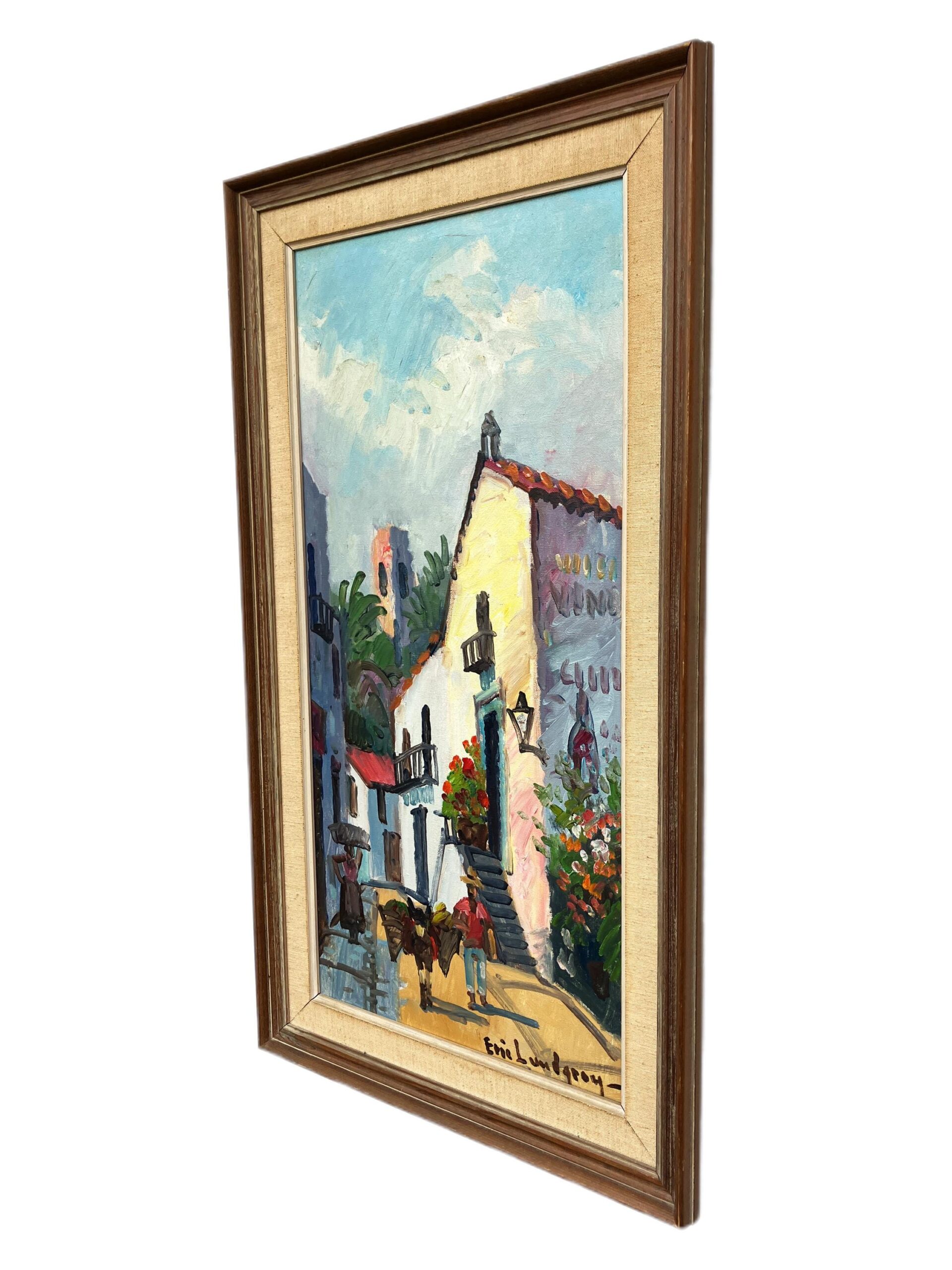 Mediterranean Village Painting, Vintage Oil Painting, European Decor - Image 5