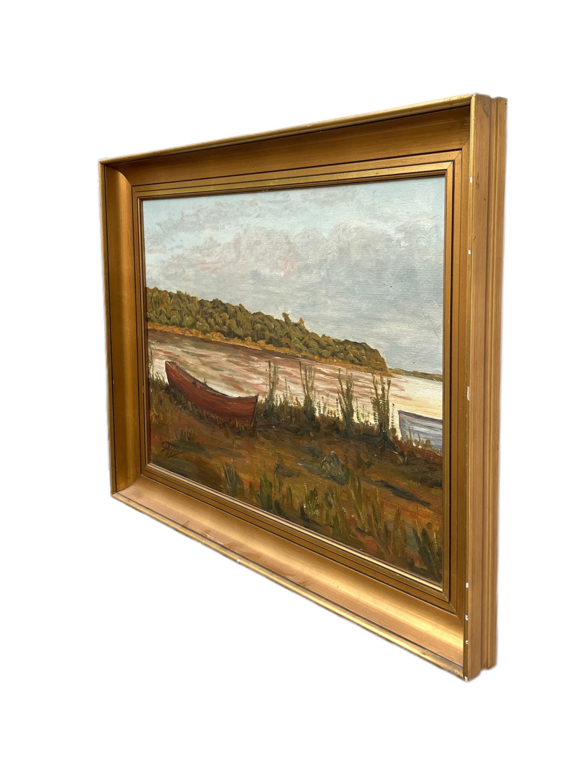 Lake Painting, Vintage Oil Painting, Farmhouse Decor - Image 5