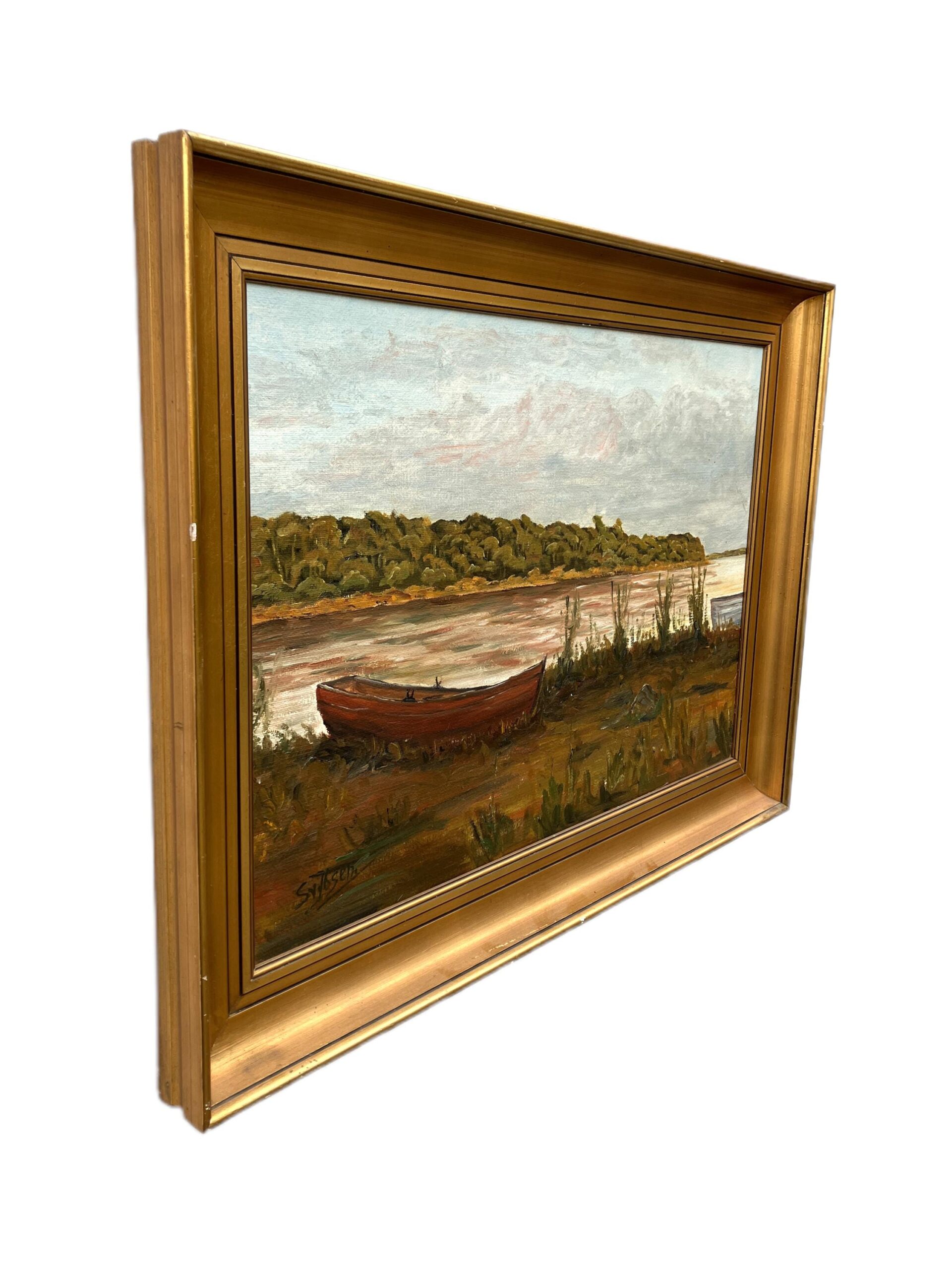 Lake Painting, Vintage Oil Painting, Farmhouse Decor - Image 4