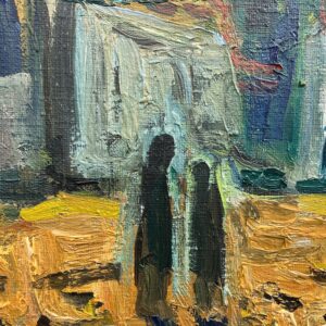 Mediterranean Village Oil Painting, Large Vintage Scandinavian Wall Art - Image 9