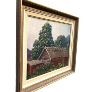 Swedish Farmhouse Landscape Painting, Helge Kemner Vintage Oil Painting, Scandinavian Decor - Image 6