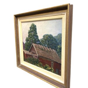 Swedish Farmhouse Landscape Painting, Helge Kemner Vintage Oil Painting, Scandinavian Decor - Image 5