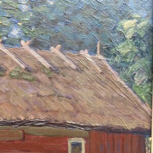 Swedish Farmhouse Landscape Painting, Helge Kemner Vintage Oil Painting, Scandinavian Decor - Image 7