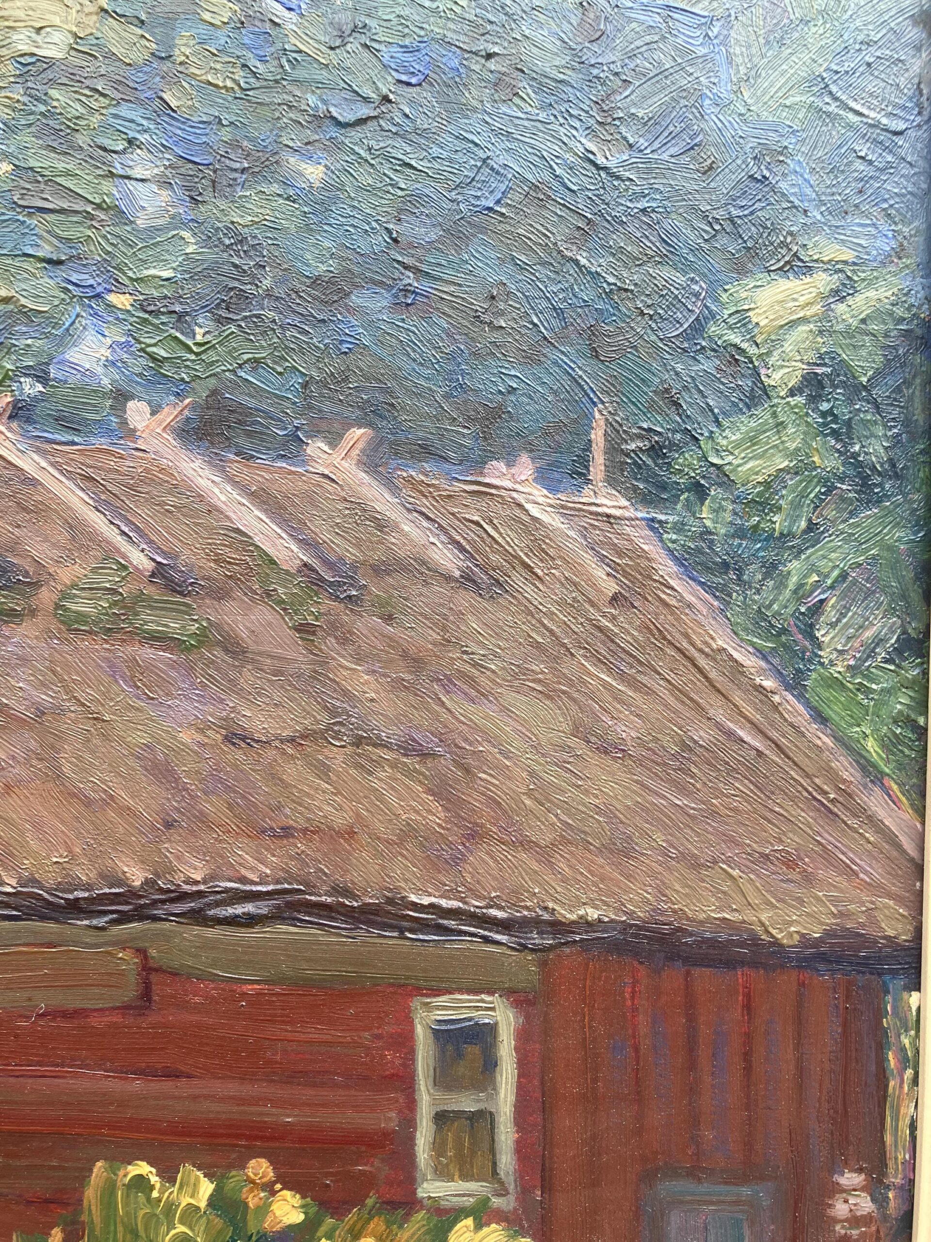 Swedish Farmhouse Landscape Painting, Helge Kemner Vintage Oil Painting, Scandinavian Decor - Image 7