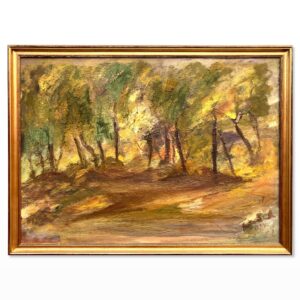 Vintage Scandinavian Woodland Landscape – Nordic Forest Oil Painting - Image 1