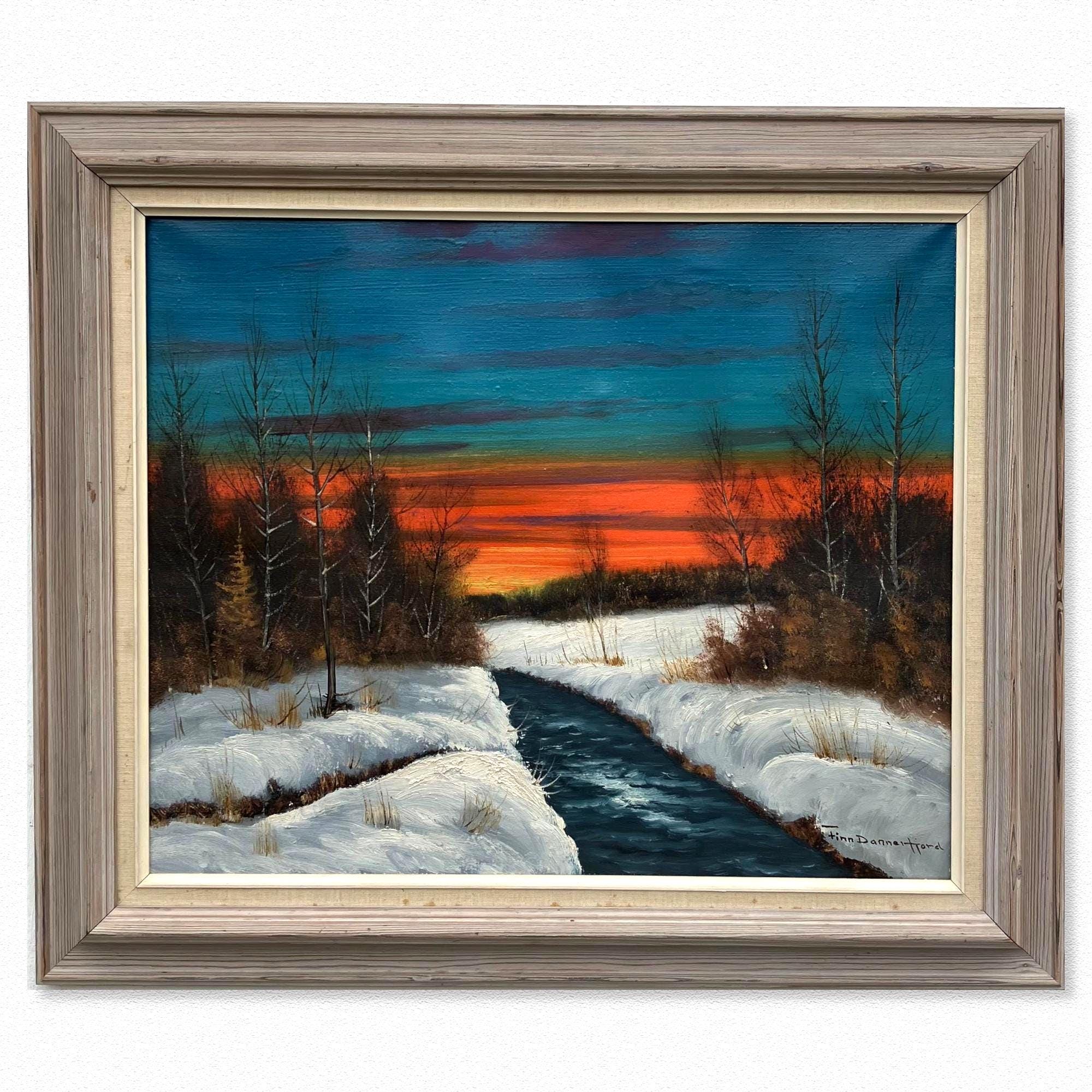 Vintage Danish Winter Landscape Oil Painting: Signed Finn Dannerfjord, Framed - Image 1