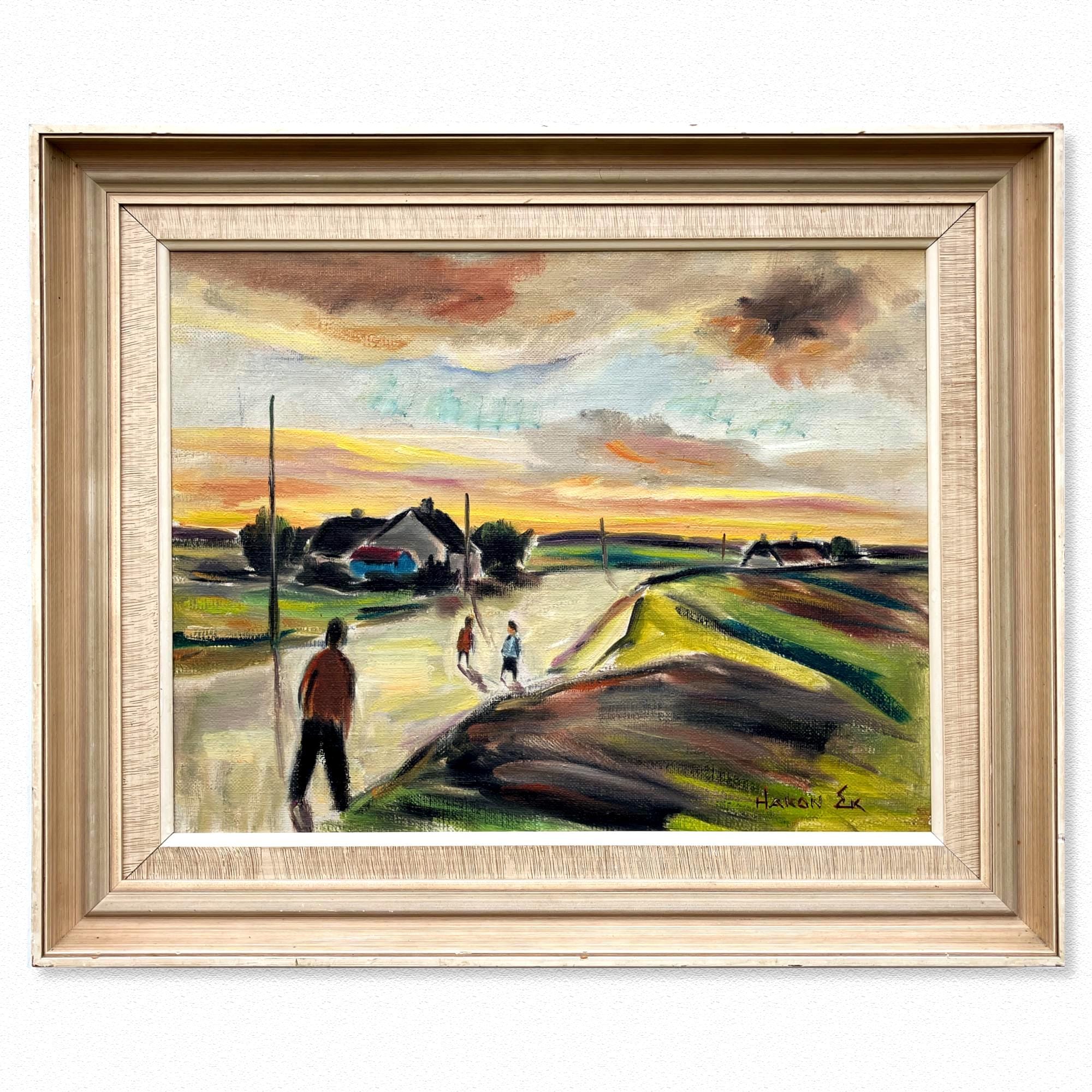 Danish Landscape Oil Painting by Hakon Ek: Mid-Century Modern Art - Image 1