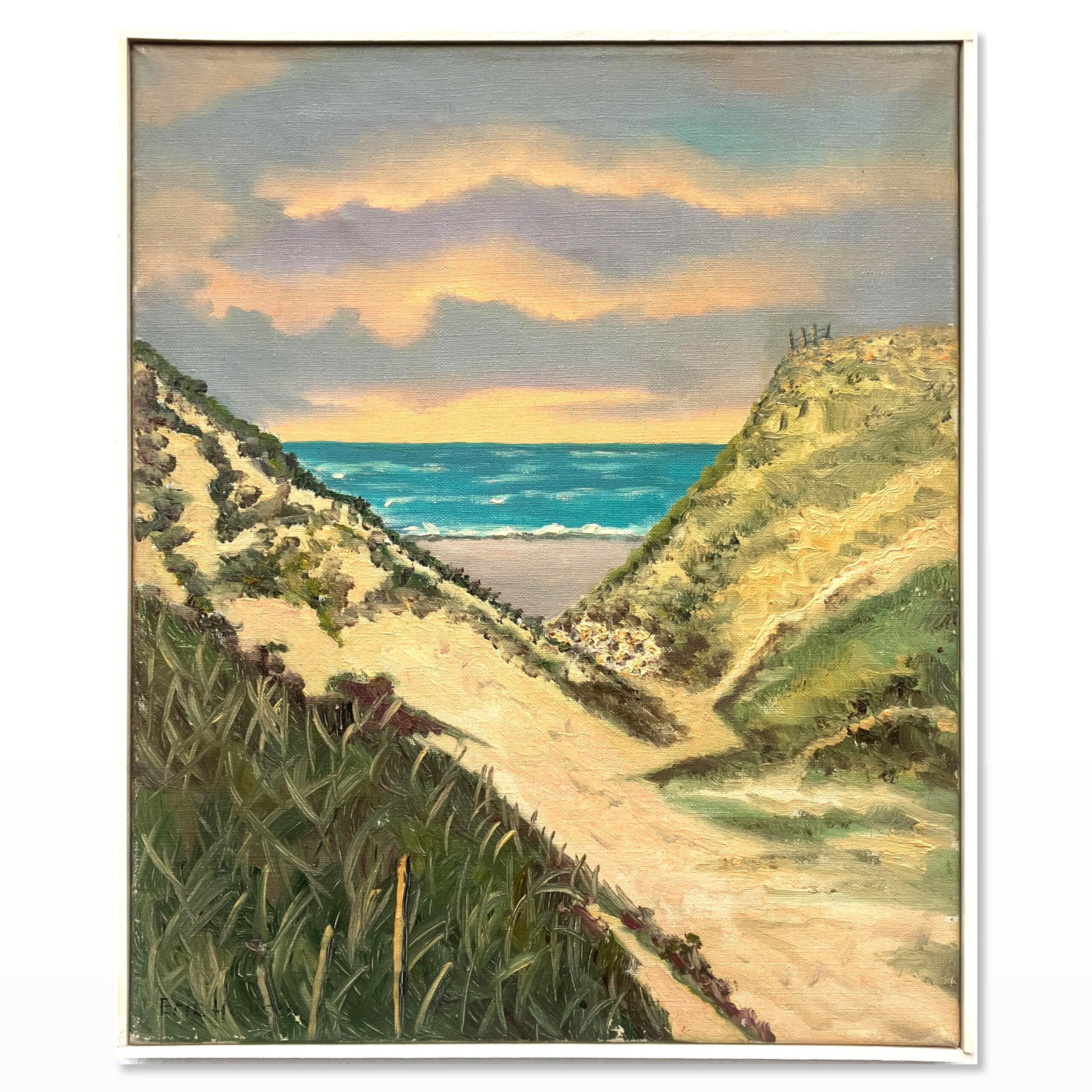 Danish West Coast Landscape with Sea and Dunes, Oil on Canvas, 1960s - Image 1