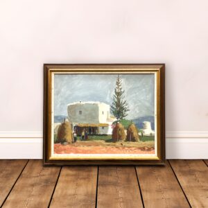Mediterranean Village Scene, Swedish Vintage Oil Painting, European Decor, Axel Hamborn - Image 2