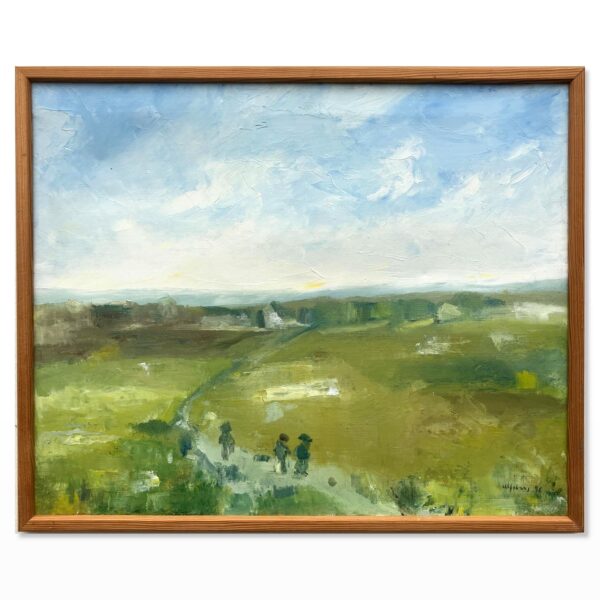 Scandinavian Landscape Oil Painting with Figures, 1996