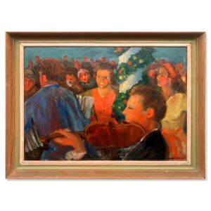 Swedish midsummer dance scene, oil on hardboard, dated 1943