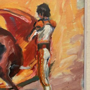 Spanish Bullfight Scene, Large Vintage Oil Painting, European Decor - Image 9