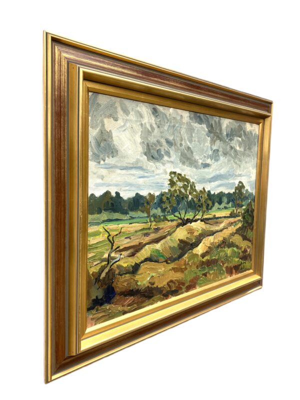 Swedish Landscape Painting, Vintage Oil Painting, Farmhouse Decor