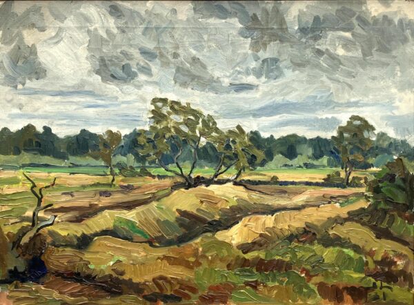 Swedish Landscape Painting, Vintage Oil Painting, Farmhouse Decor