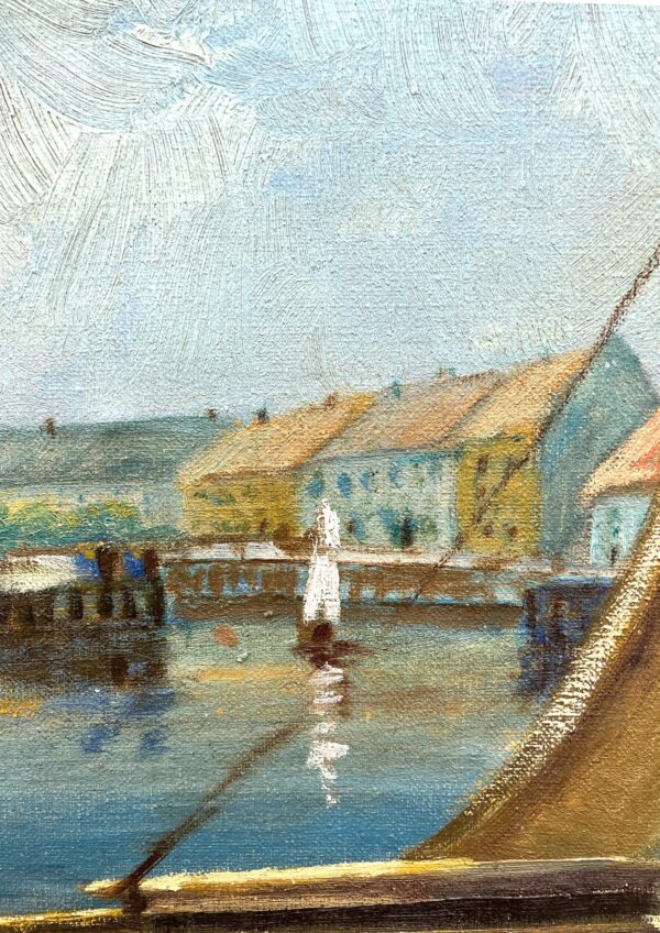 Harbor Painting, Danish Oil Painting, Coastal Decor