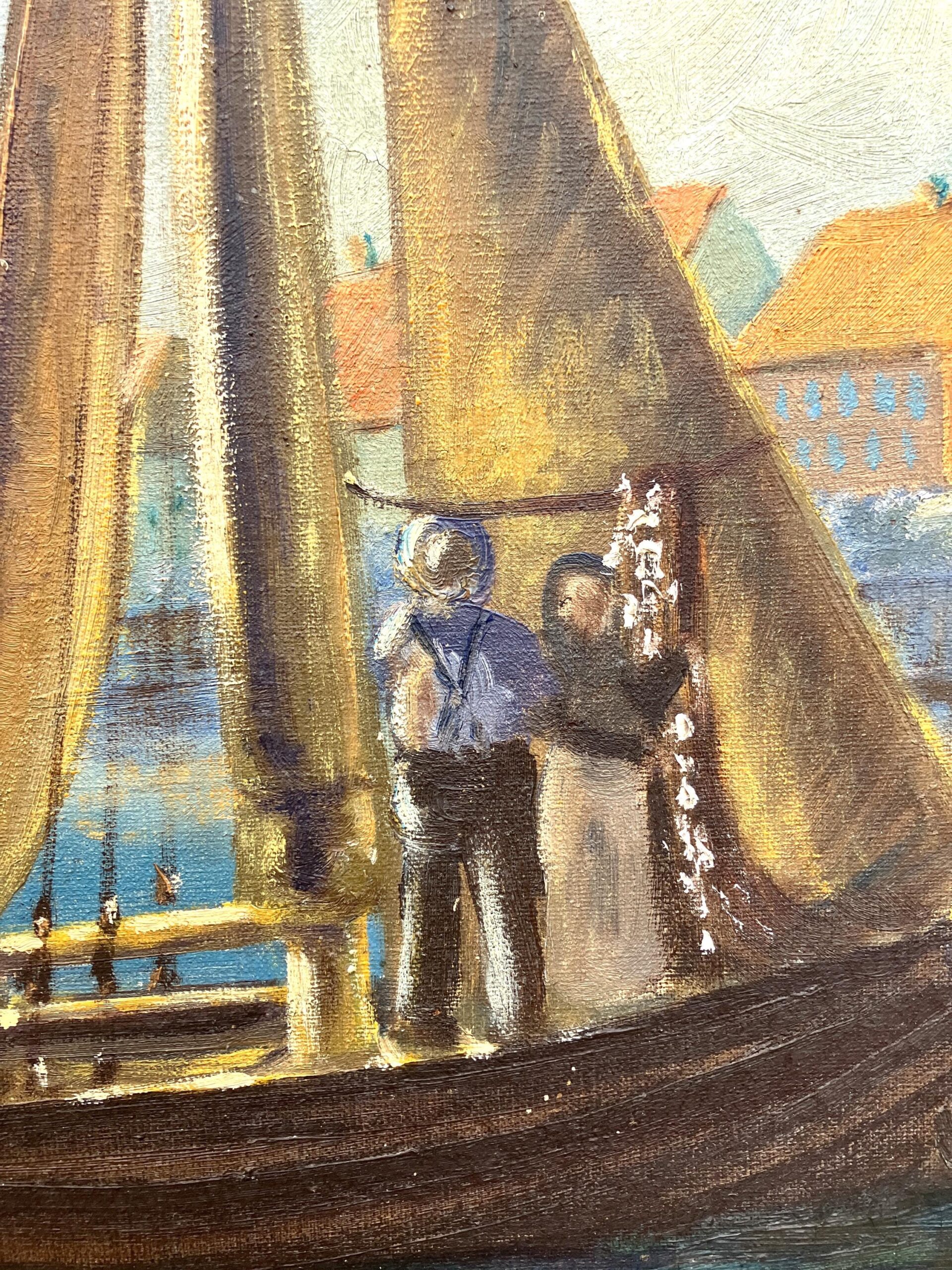 Harbor Painting, Danish Oil Painting, Coastal Decor - Image 7