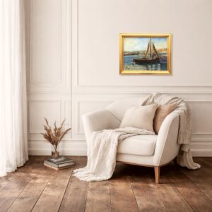 Harbor Painting, Danish Oil Painting, Coastal Decor - Image 3