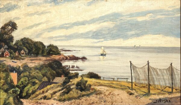 Seascape Painting, Kullen Sweden Oil Painting, Scandinavian Coastal Decor