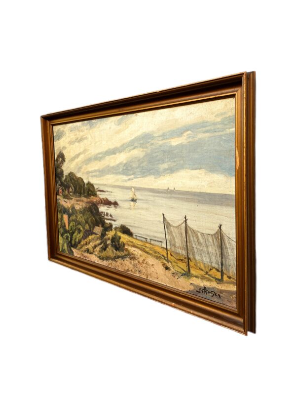 Seascape Painting, Kullen Sweden Oil Painting, Scandinavian Coastal Decor