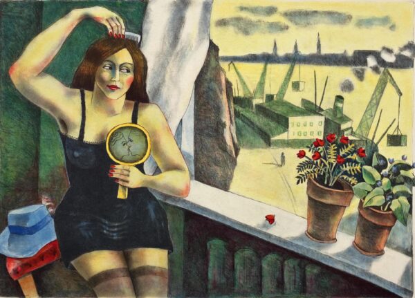 Figurative Scandinavian Interior Scene, Jussi Taipaleenmäki, Signed Limited Edition Lithograph