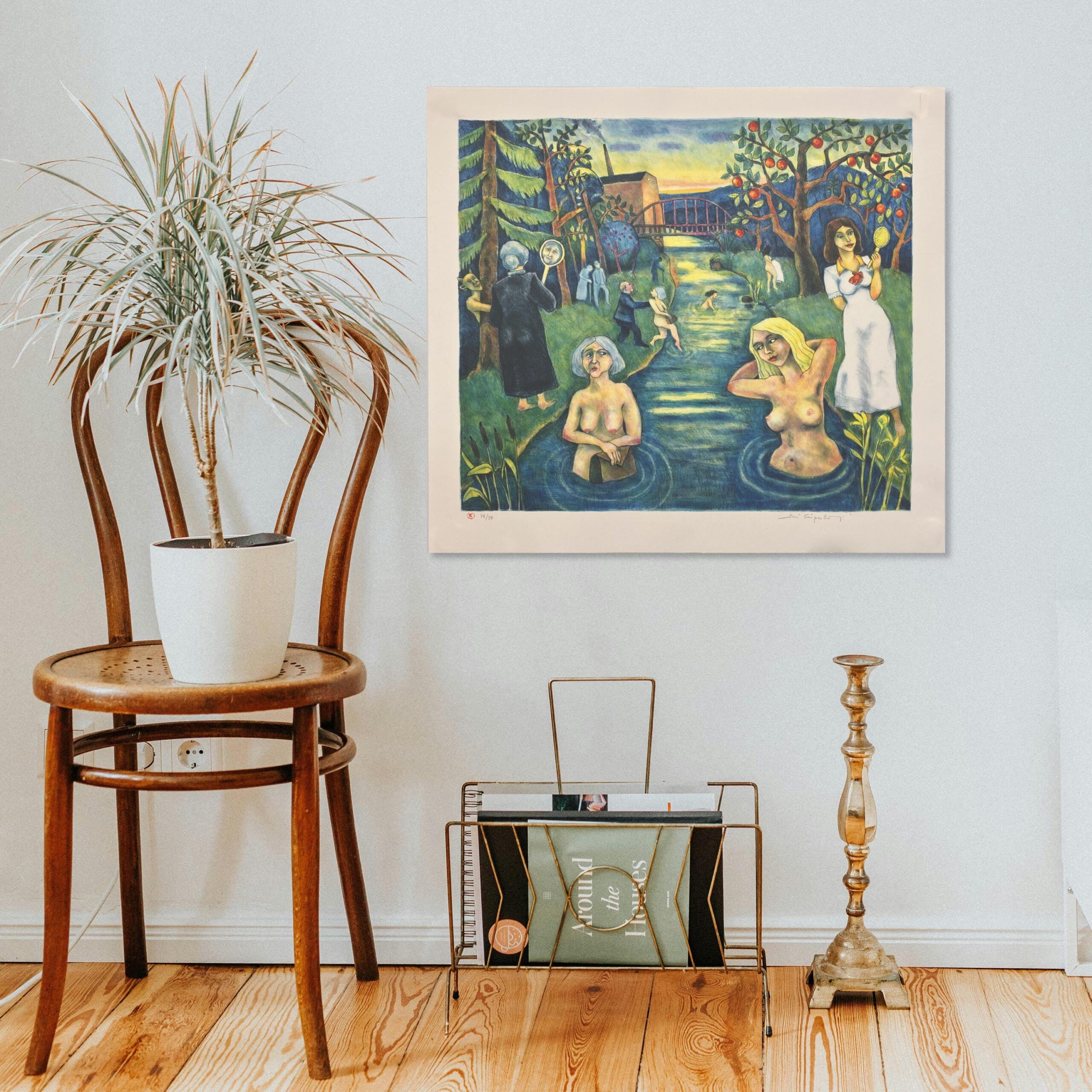 Large Figurative Bathing Scene, Jussi Taipaleenmäki, Signed Limited Edition Lithograph - Image 2