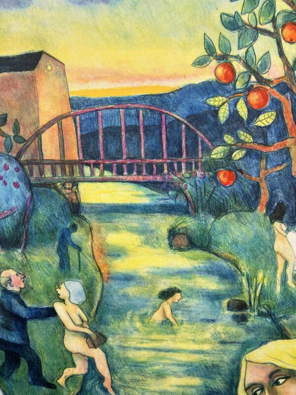 Large Figurative Bathing Scene, Jussi Taipaleenmäki, Signed Limited Edition Lithograph