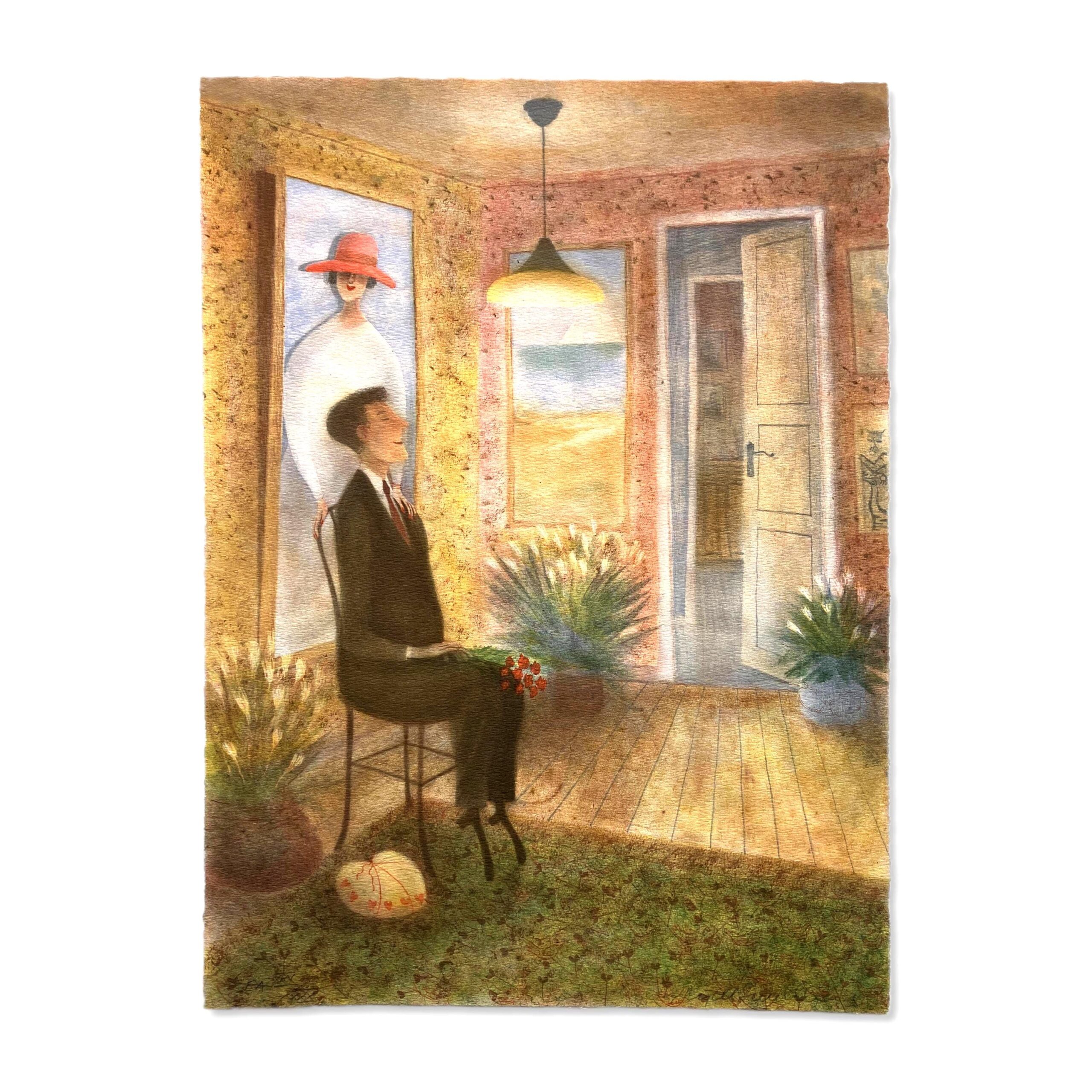 The Suitor, Large Scandinavian Lithograph by Kjell Sundberg, Signed Limited Print - Image 1