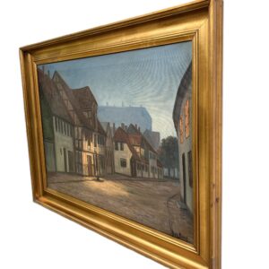Original Danish Oil Painting, Street Scene at Dusk, Scandinavian Cityscape - Image 7