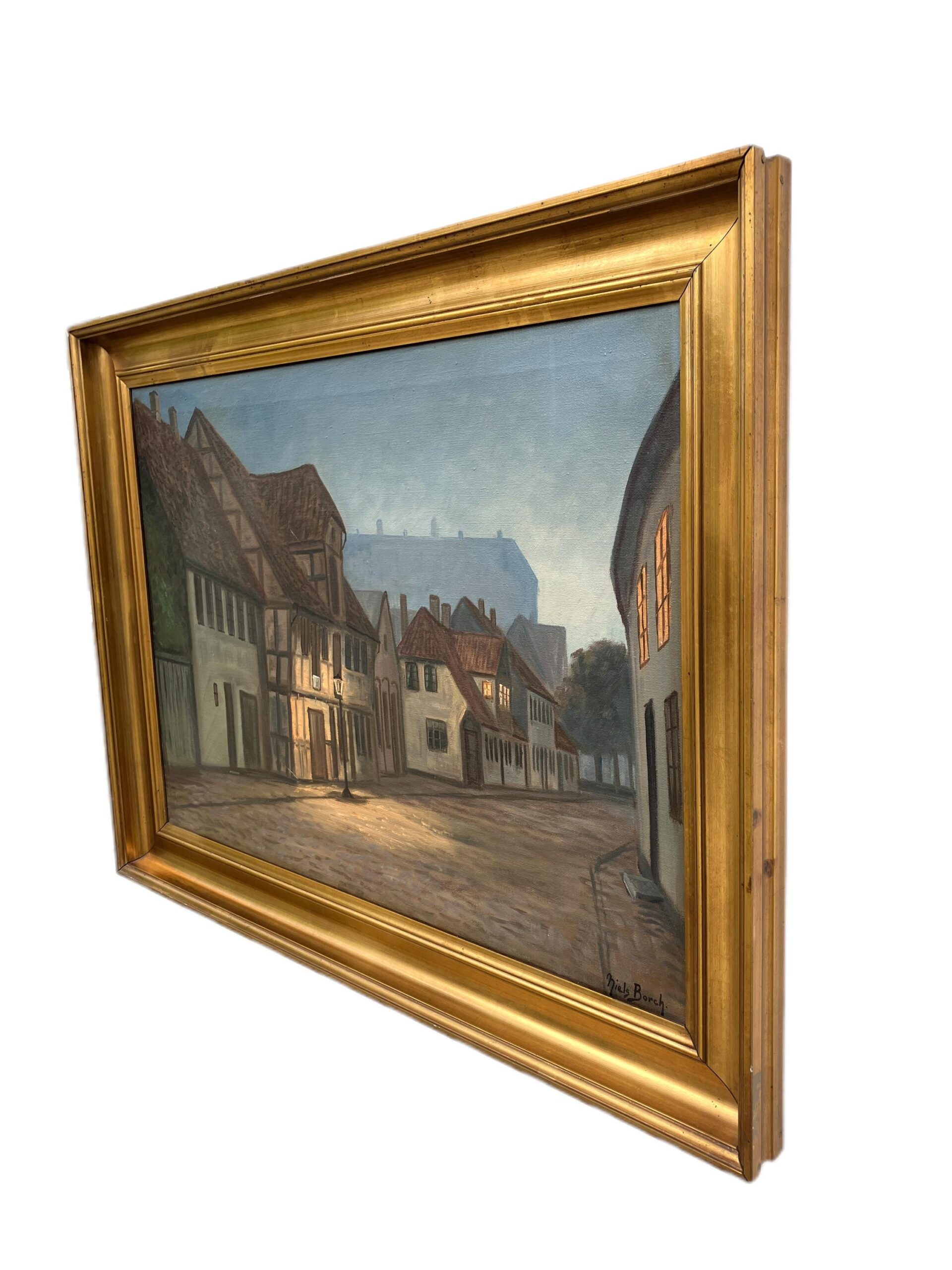 Original Danish Oil Painting, Street Scene at Dusk, Scandinavian Cityscape - Image 7