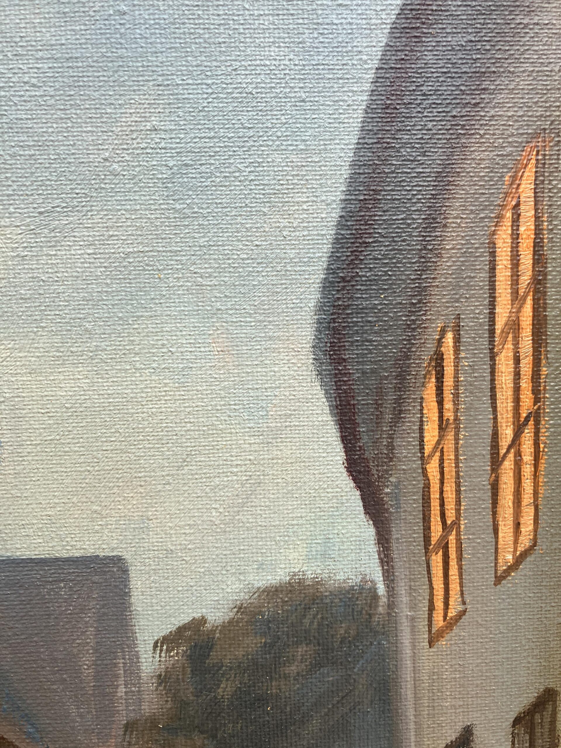 Original Danish Oil Painting, Street Scene at Dusk, Scandinavian Cityscape - Image 10