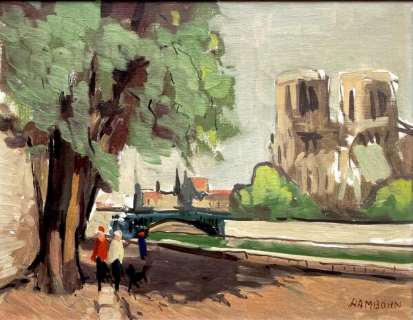 Paris Cityscape, Swedish Vintage Oil Painting, European Decor, Axel Hamborn