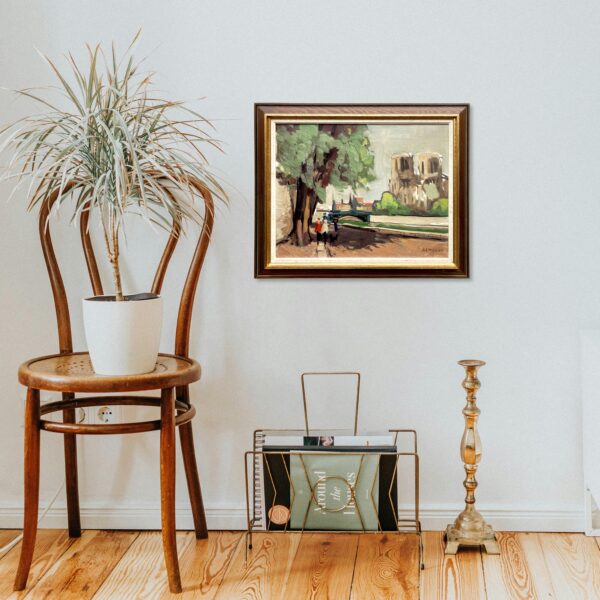Paris Cityscape, Swedish Vintage Oil Painting, European Decor, Axel Hamborn