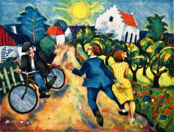 Summer Village Life, Jussi Taipaleenmäki Lithograph, Signed Limited Edition Print