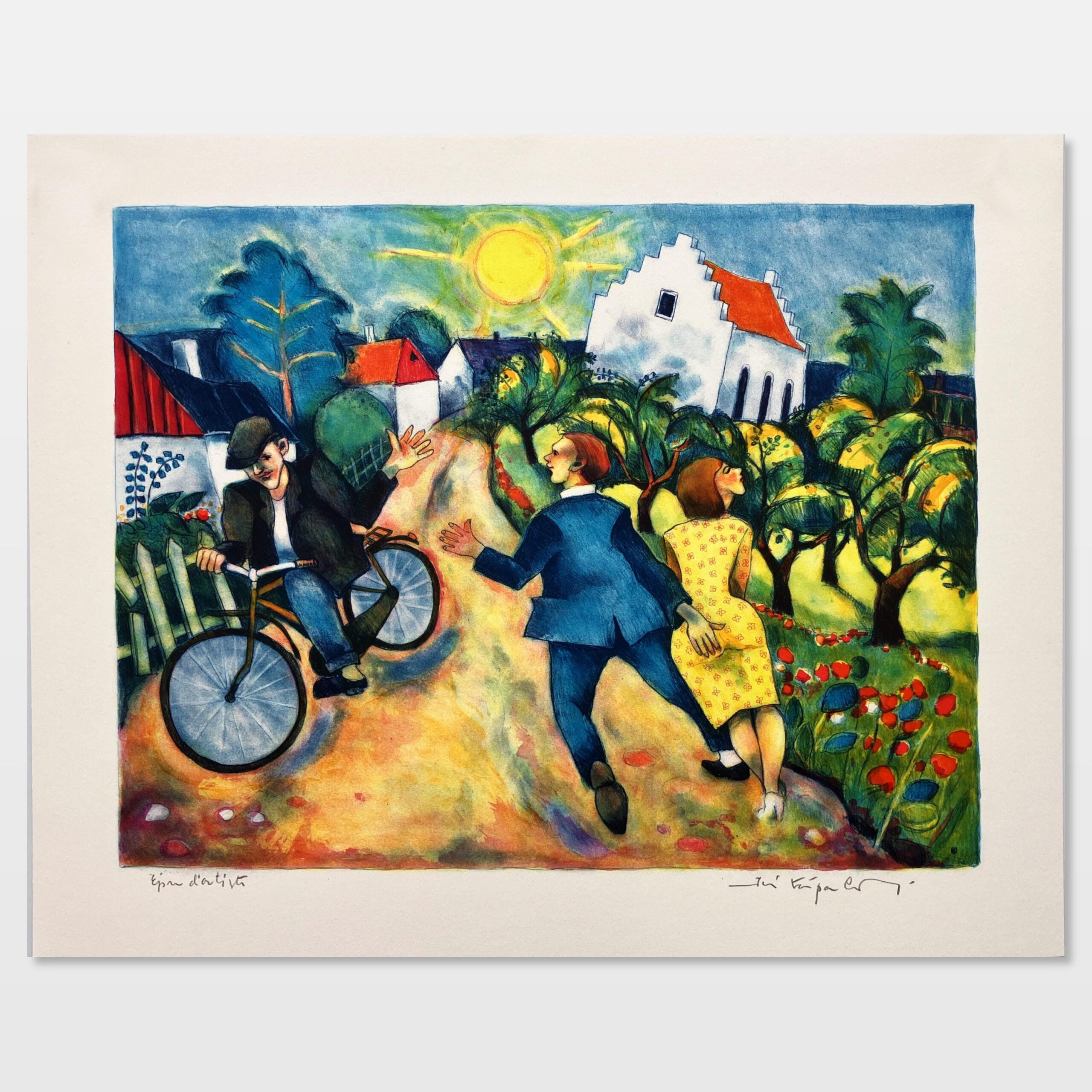 Summer Village Life, Jussi Taipaleenmäki Lithograph, Signed Limited Edition Print - Image 1