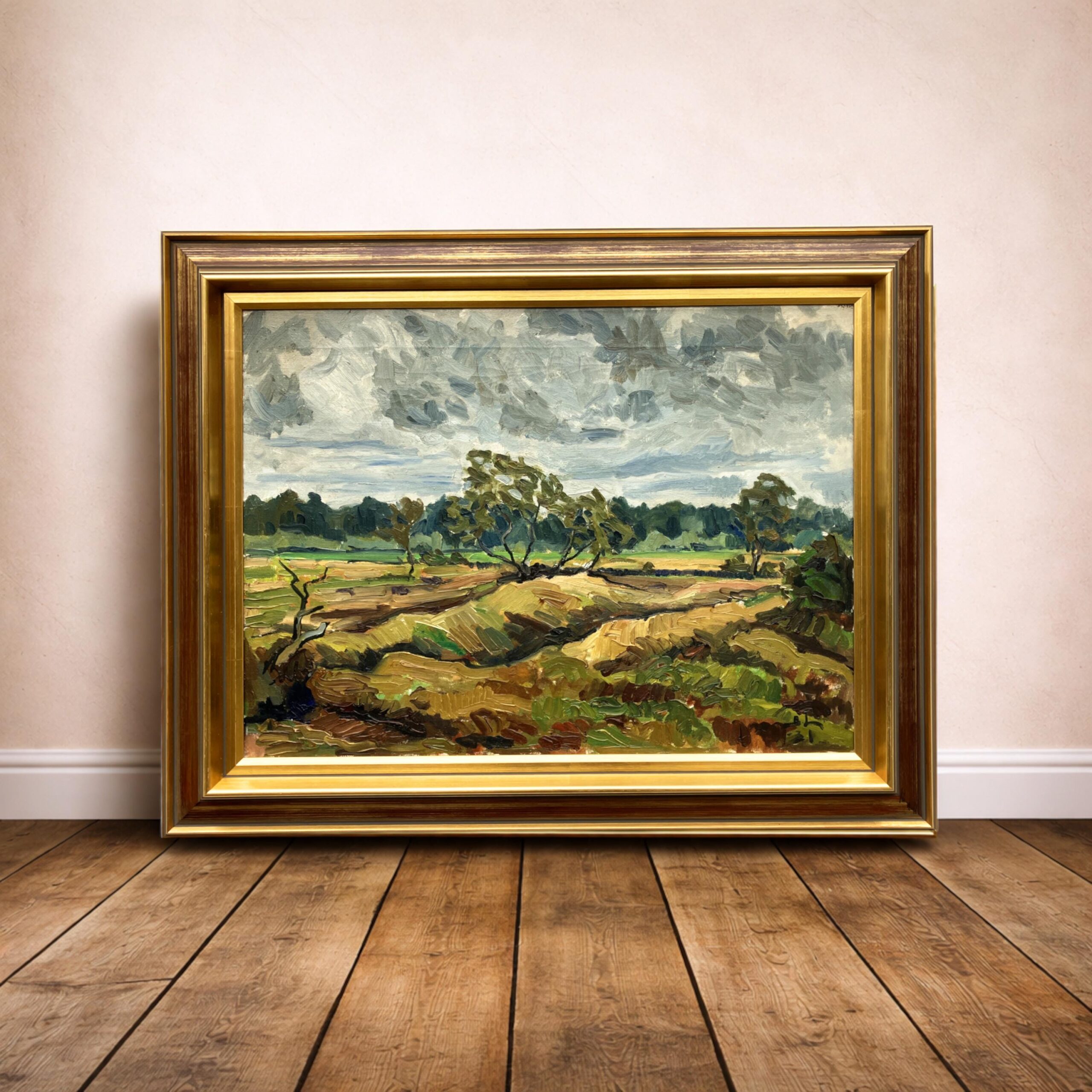 Swedish Landscape Painting, Vintage Oil Painting, Farmhouse Decor - Image 5