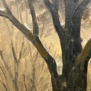 Scandinavian winter landscape with horse carriage, original oil painting, mid century decor - Image 8