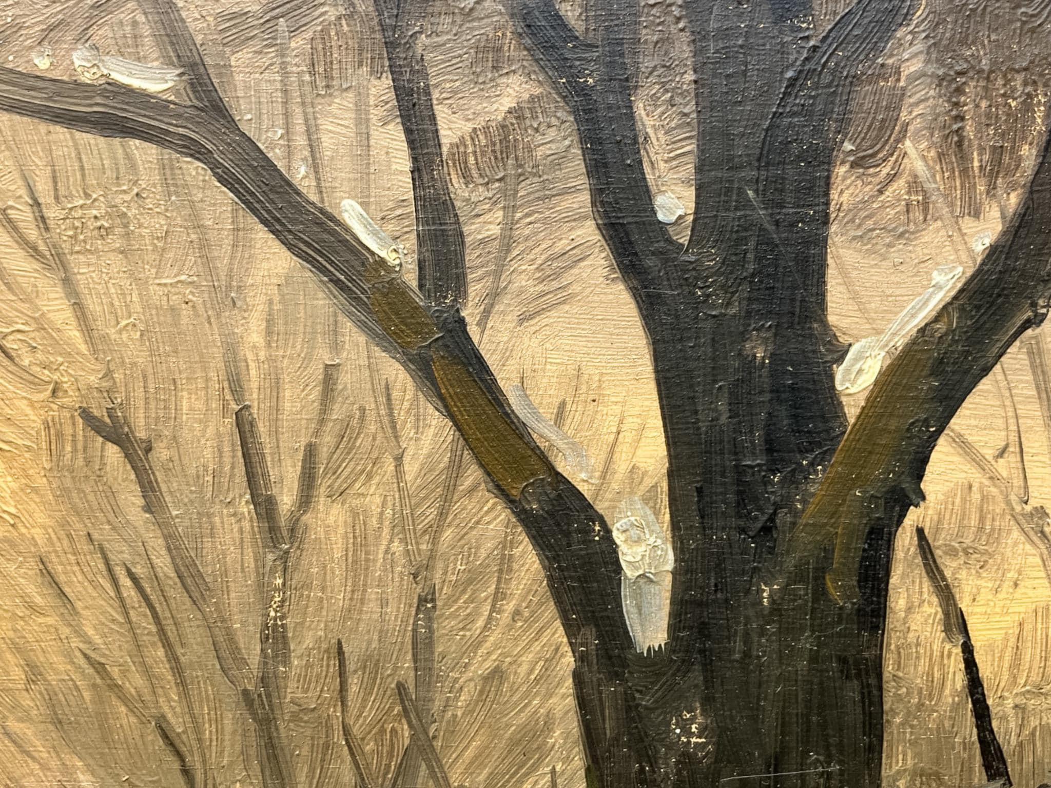 Scandinavian winter landscape with horse carriage, original oil painting, mid century decor - Image 8